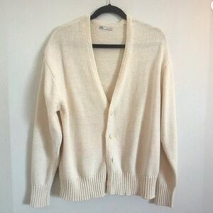 Men's Cream Cardigan Sweater